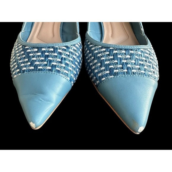 Franco‎ Sarto Blue Darcy Pump Heels Shoes US 9.5M Woven Fabric Kitten Heel Vogue - Picture 2 of 10